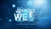 a blue background with the name johnny west