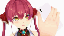 a girl with red hair takes a selfie with a white phone