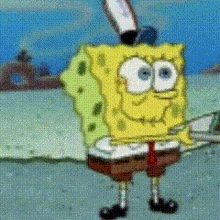 a cartoon of spongebob wearing a hat and a tie