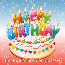 a birthday cake with the words happy birthday princess on it