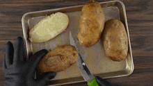Slicing Potatoes In Half Guga Foods GIF - Slicing Potatoes In Half Guga Foods Split The Potatoes In Half GIFs