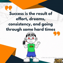 a poster that says success is the result of effort dreams consistency going through some hard times