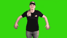 a woman is wearing a black shirt that says just do on it