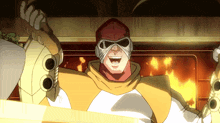 a man in a superhero costume with a bandage on his face