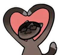 a cartoon of a cat making a heart shape with its paws