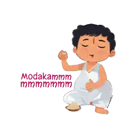 a cartoon of a boy kneeling down with the words modakammm written below him