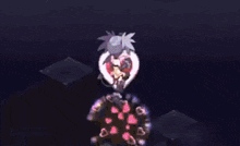 a person is standing inside of a heart shaped object .