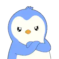 a blue and white penguin with a yellow beak