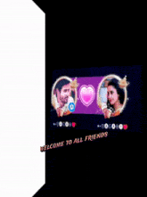 a sign that says welcome to all friends is surrounded by sparks