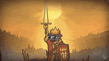 a cartoon drawing of a knight with a sword and shield