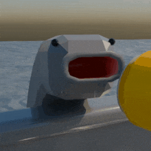 a 3d rendering of a polar bear with its mouth open in the water