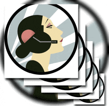 a drawing of a woman wearing a headset that says ccc on it