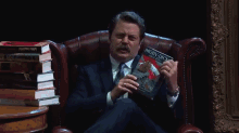 Summer Reading Recap With Nick Offerman GIF - Nick Offerman Reading Jimmy Kimmel Live GIFs