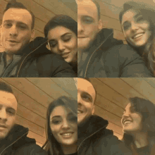 a man and a woman are posing for a selfie and smiling .