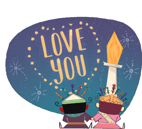 Couple Watches Fireworks That Spell "Love You" In English Sticker - Ondel Ondel In Love Heart Tower Stickers