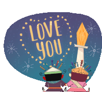 Couple Watches Fireworks That Spell "Love You" In English Sticker - Ondel Ondel In Love Heart Tower Stickers