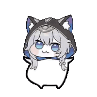 a cartoon of a girl wearing a cat costume and a hood .