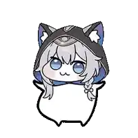a cartoon of a girl wearing a cat costume and a hood .
