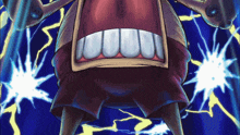 a cartoon drawing of a monster with a big mouth and teeth
