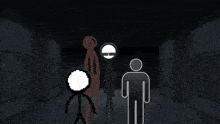 a cartoon drawing of a man standing next to a circle