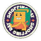 a round sticker that says shopping day and shopping day