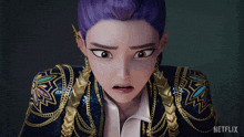 a close up of a cartoon character with a netflix logo behind her