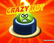 a cartoon illustration of a crazy hot button with an angry face on it