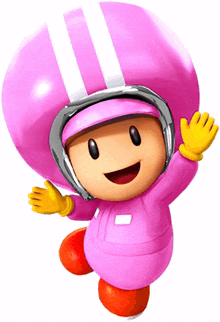 pink toad pit crew mario kart mario kart tour artwork toad mario