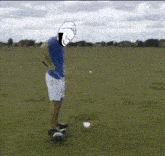 a cartoon of a man playing golf with a golf club