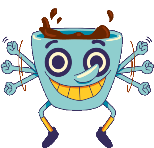 Energetic Cup Of Coffee Waves Its Arms Sticker - Full Of Emotion Coffee Energetic Stickers