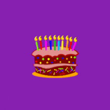 a piece of cake on a purple background