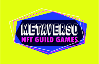 a logo for metaverso nft guild games with a yellow background