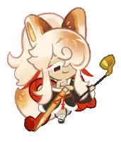 a cartoon character is holding a sword and a shield