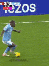 a soccer player with the number 21 on his shorts is talking to another player