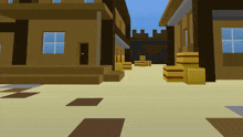 a cartoon drawing of a building with a door and boxes on the ground