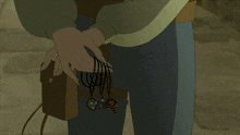 a cartoon drawing of a woman 's pants with a brown belt