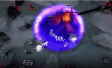 a video game with a purple circle in the middle of the screen