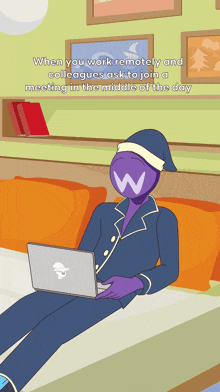 a cartoon of a person with a w on their face