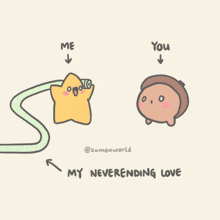 a drawing of a star spraying hearts with the words " my neverending love "