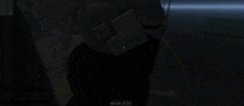 a screenshot of a video game with a person standing in front of a large explosion
