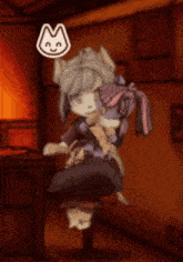 a cartoon character is holding a stuffed animal with a smiley face on it