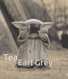 Tea Earl Grey Baby Yoda GIF - Tea Earl Grey Baby Yoda The Mandalorian GIFs