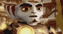 a close up of a cartoon character with a beard
