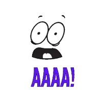 a cartoon face with a surprised look on its face and the word aaaa written below it .