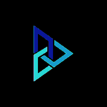 a blue triangle on a black background that looks like a play button