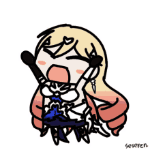 a drawing of a girl with the name seseven written on the bottom