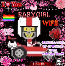 a picture of a cartoon character with the words " babygirl wife " on it