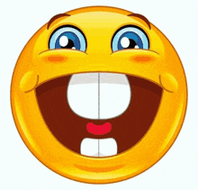 a cartoon smiley face with big teeth and a big smile on it .