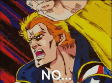 a cartoon of a man with the word no on his chest