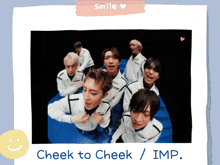 a picture of a group of young men with the caption smile cheek to cheek imp